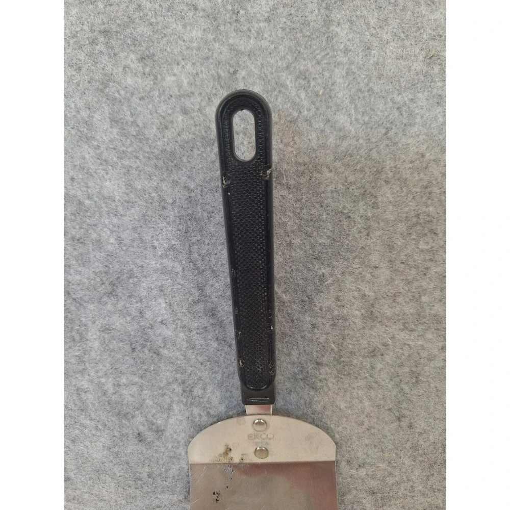 Vintage EKCO USA Stainless Steel Spatula Black Handle Solid Turner Kitchen Tool